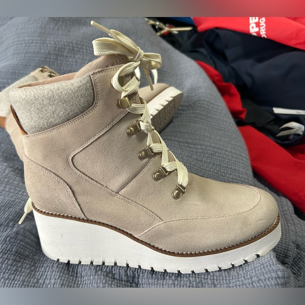 Cole Haan ZERØGRAND City Wedge Hiker Boots – Light Sesame – Size 9.5 – New - Picture 14 of 16